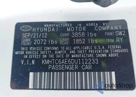 2013 Hyundai Veloster Turbo W/Blue from USA, damaged, VIN KMHTC6AE6DU112233